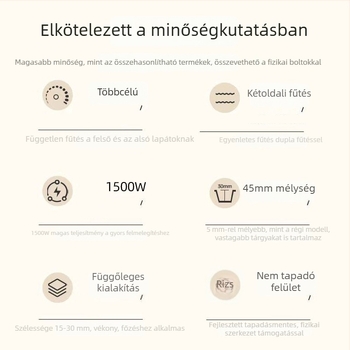 Kettős oldalú fűtésű elektromos palacsintasütő, modell YP-6628B, 1500W, 220V, mechanikus vezérlés