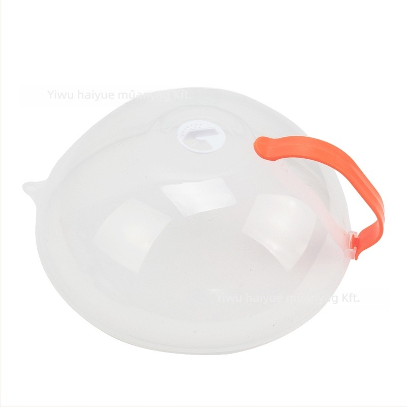 Kör alakú, átlátszó műanyag mikrohullámú sütő tálfedő fogantyúval, fröccsenés- és olajálló