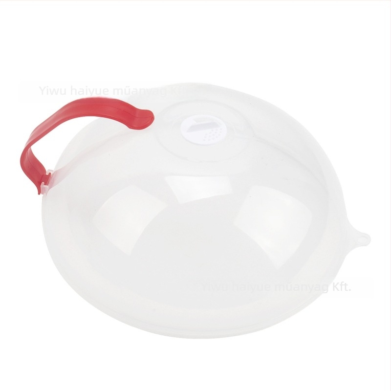 Kör alakú, átlátszó műanyag mikrohullámú sütő tálfedő fogantyúval, fröccsenés- és olajálló