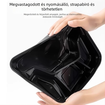 Egyszer használatos, több rekeszes ebédes doboz, vastagított, szivárgásbiztos, élelmiszer-minőségű PP