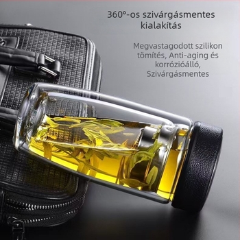 Libatojás alakú teás pohár, tea–víz szétválasztás, dupla falú kivitel, szűrővel, logó testreszabható