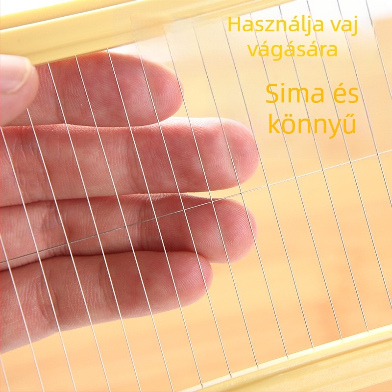 Téglalap alakú vajtartó doboz sajtvágóval és zárófedéllel, tárolóedény