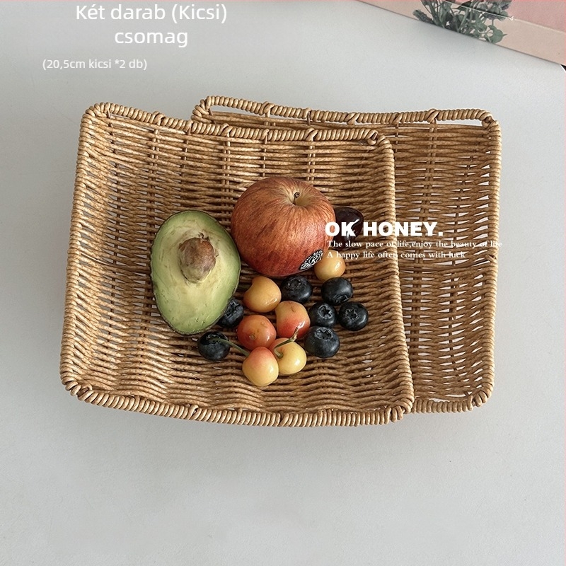 Minimalista stílusú fonott rattan gyümölcstál otthoni használatra, első osztályú minőség, modell F99SJTH8TJHJM8