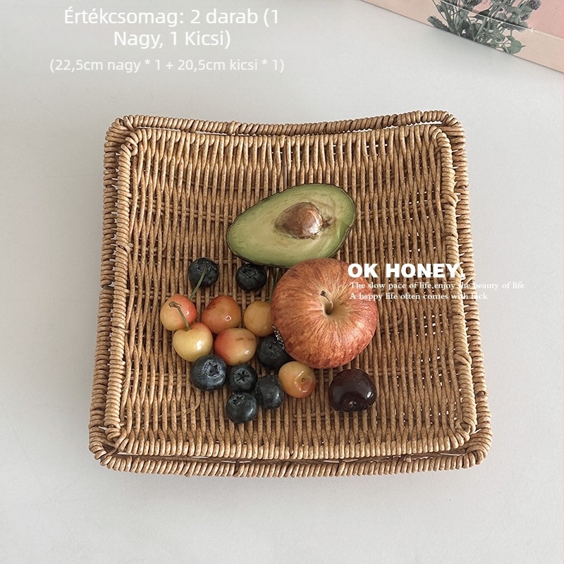 Minimalista stílusú fonott rattan gyümölcstál otthoni használatra, első osztályú minőség, modell F99SJTH8TJHJM8