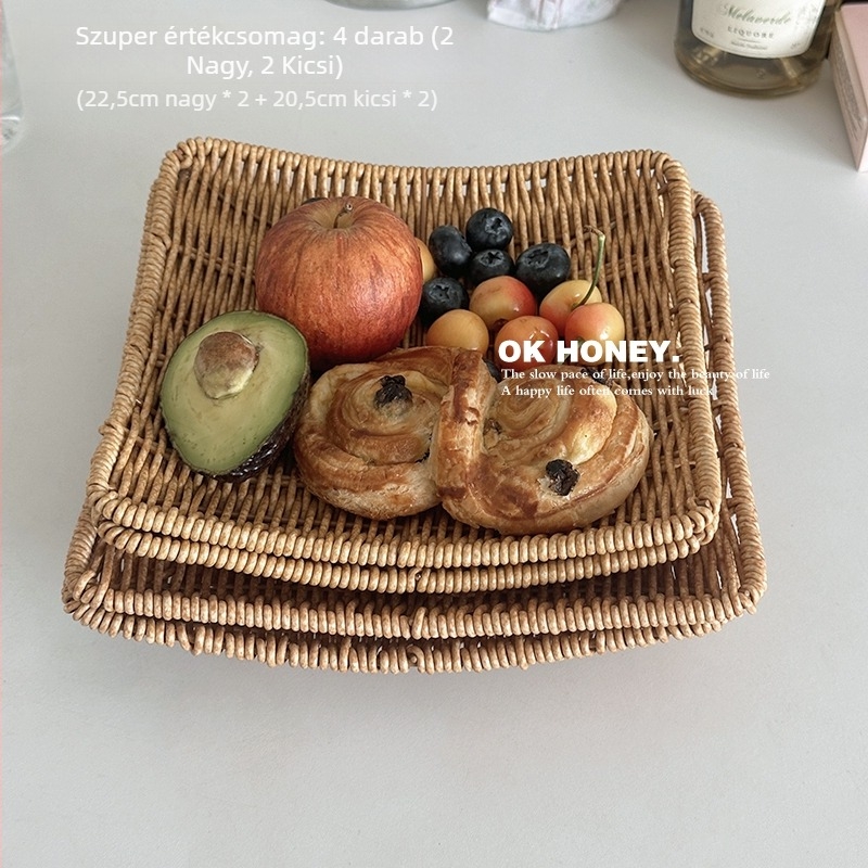Minimalista stílusú fonott rattan gyümölcstál otthoni használatra, első osztályú minőség, modell F99SJTH8TJHJM8