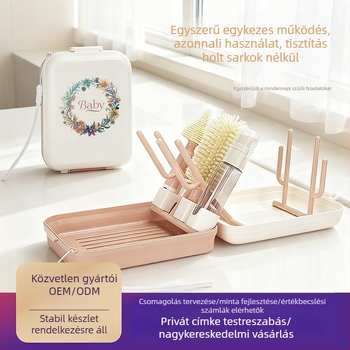 Nationals hordozható cumisüveg tisztító készlet, lefolyó állvánnyal és mágneses rögzítésű kefével