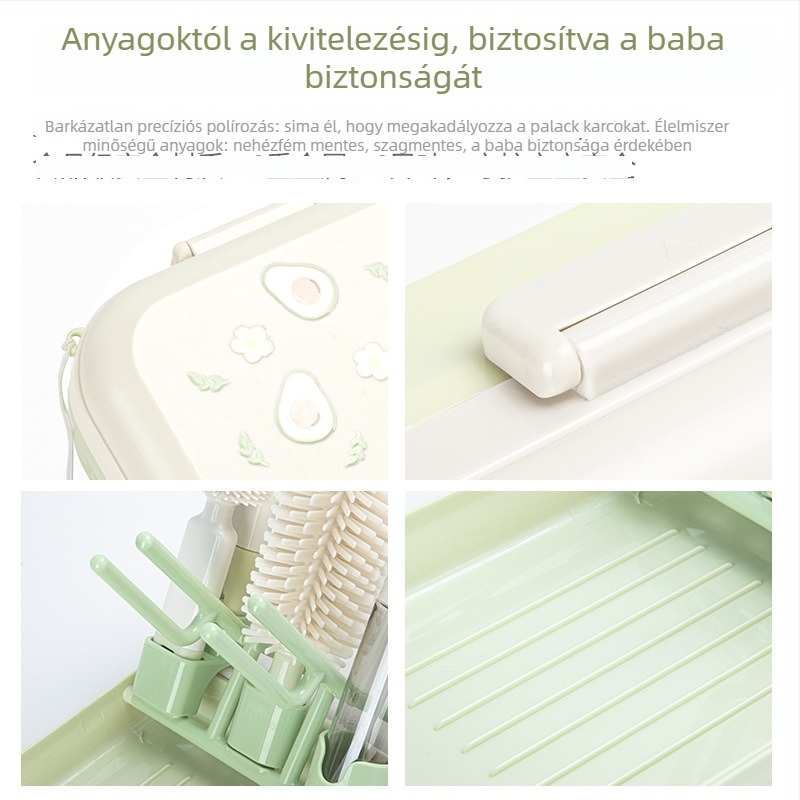 Nationals hordozható cumisüveg tisztító készlet, lefolyó állvánnyal és mágneses rögzítésű kefével