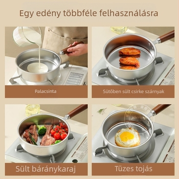 Serpenyő 304 rozsdamentes acélból, koreai stílusú, tapadásmentes, egyetlen aljzattal