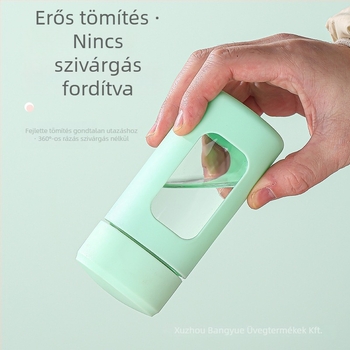 Hőálló üvegből készült otthoni vízcsésze, hengeres formájú, beépített szűrővel, szigetelt és szivárgásmentes, modern letisztult stílus