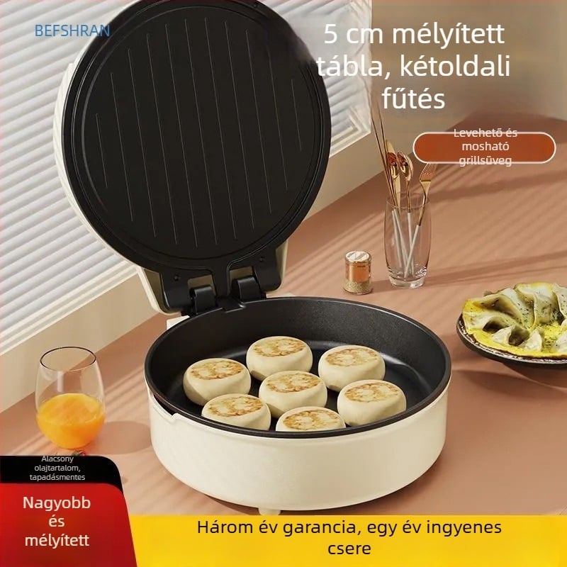 Elektromos palacsintasütő dupla oldali fűtéssel, tapadásmentes bevonat, mély kialakítás, 1500W, 220V