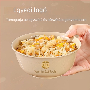 Rizshéjból készült egyszer használatos tál és evőpálcika készlet, élelmiszer-minőségű, 250 ml, logó nyomtatása elérhető