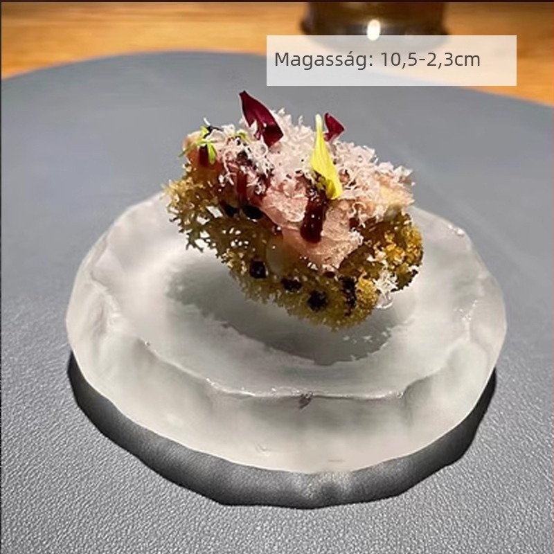 Japán stílusú négyzet alakú matt üvegtál hús, sushi és desszertek tálalására