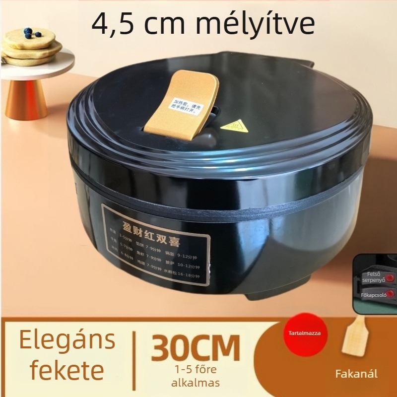 Háztartási elektromos palacsinta serpenyő kettős felmelegítéssel, mélyített dizájn a palacsinta és tojás grillezéséhez, tapadásmentes felület