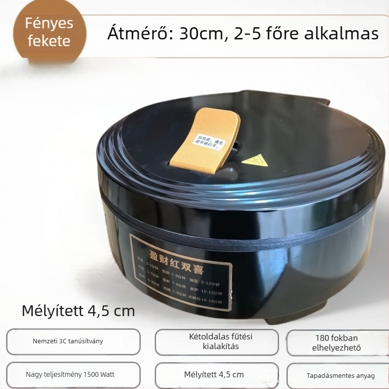 Háztartási elektromos palacsinta serpenyő kettős felmelegítéssel, mélyített dizájn a palacsinta és tojás grillezéséhez, tapadásmentes felület