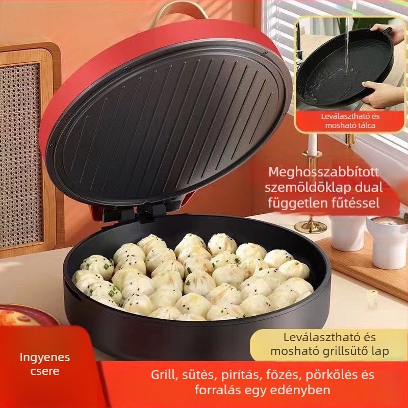Elektrikus crepe sütőgép cserélhető és mosható alkatrészekkel, egyoldali fűtés, gombos vezérlés, 1500 W+