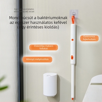 Fali tartóval szerelt elektromos vécé-kefe eldobható fejjel és tárolóállvánnyal | Daily hundred | Műanyag