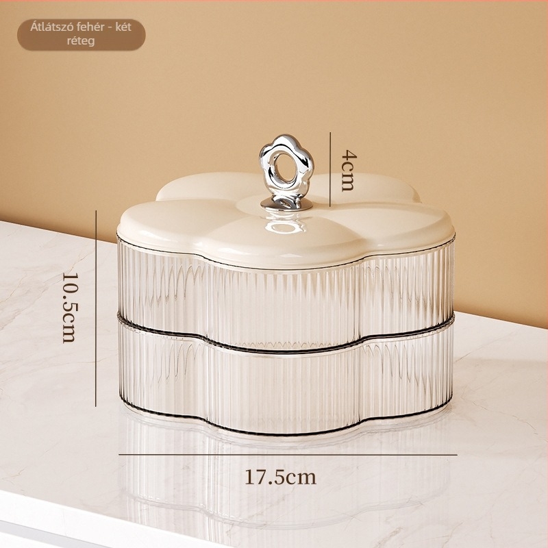 Gyümölcstál snack-tárolóval — virágos mintás csíkos dizájn, világos luxus retro stílus, 2023-as megjelenés, kiváló minőség