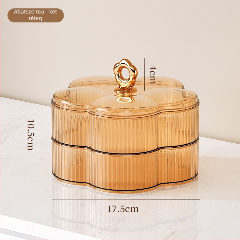 Gyümölcstál snack-tárolóval — virágos mintás csíkos dizájn, világos luxus retro stílus, 2023-as megjelenés, kiváló minőség