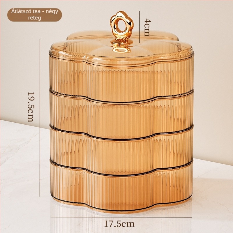 Gyümölcstál snack-tárolóval — virágos mintás csíkos dizájn, világos luxus retro stílus, 2023-as megjelenés, kiváló minőség