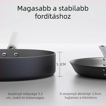 Bevonat nélküli vas serpenyő üvegfedéllel, minden tűzhelyen használható, modell AJCTA