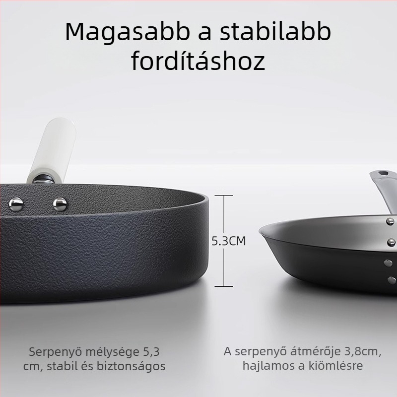 Bevonat nélküli vas serpenyő üvegfedéllel, minden tűzhelyen használható, modell AJCTA