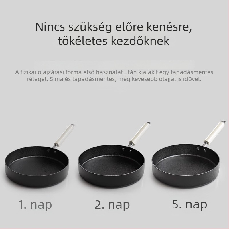 Bevonat nélküli vas serpenyő üvegfedéllel, minden tűzhelyen használható, modell AJCTA