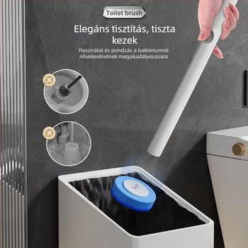Egyszer használatos falra szerelhető WC-kefe, furatmentes, modell 2025, anyag: szivacs
