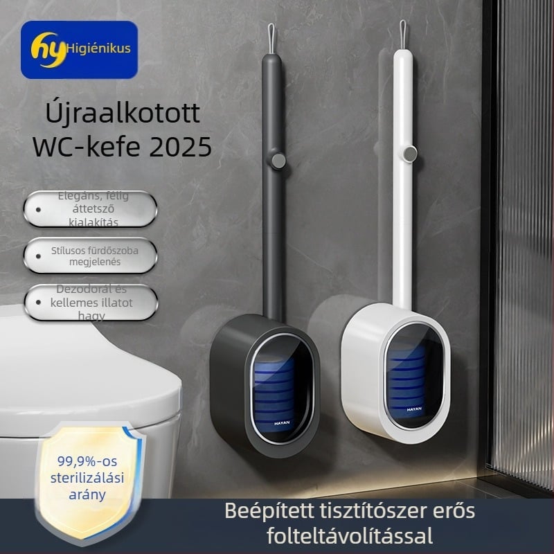 Egyszer használatos falra szerelhető WC-kefe, furatmentes, modell 2025, anyag: szivacs