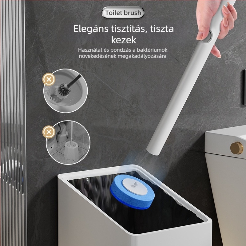 Egyszer használatos falra szerelhető WC-kefe, furatmentes, modell 2025, anyag: szivacs