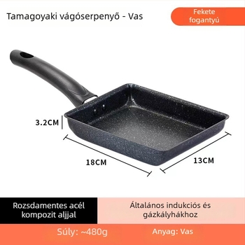 Négyzet alakú tapadásmentes serpenyő alumíniumötvözetből — 0,45 kg, kompatibil gáz- és indukciós főzőlaphoz, sütéshez és pirításához