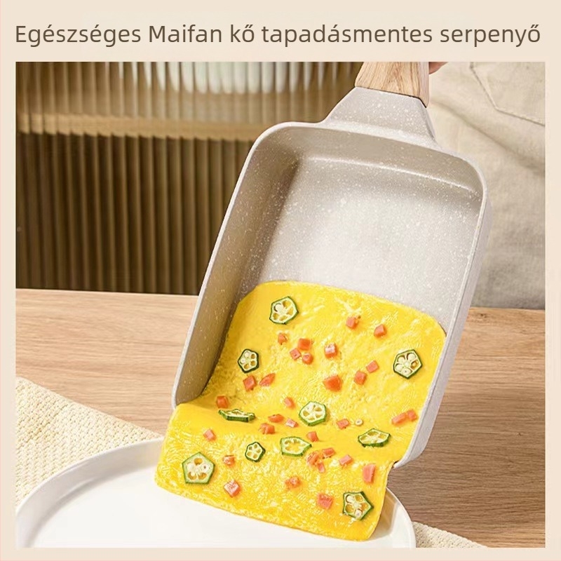 Négyzet alakú tapadásmentes serpenyő alumíniumötvözetből — 0,45 kg, kompatibil gáz- és indukciós főzőlaphoz, sütéshez és pirításához