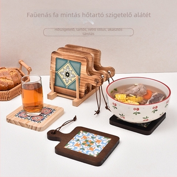 Fa asztali négyzet alakú hőálló alátét, modern minimalist dizájn, márka One wood and one craftsman, kód 1990