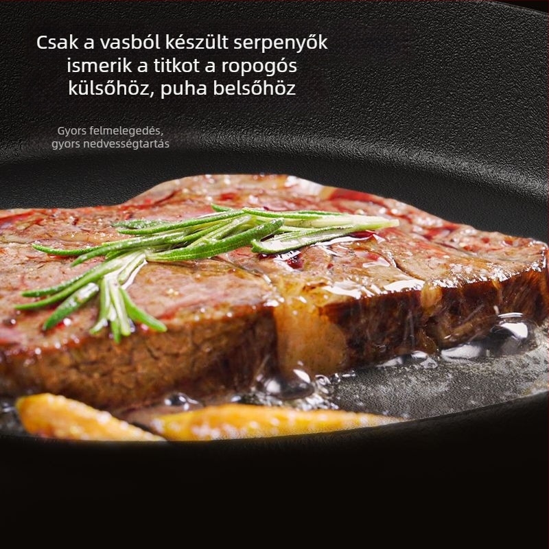 Sütőserpenyő / sík serpenyő, öntöttvas, kalapácsos mintázatú aljzattal, bevonat nélküli, üvegfedél, modell AJCTA, kompatibil gáz- és indukciós főzőfelületekhez