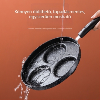 Maifan kőből készült négylyukas tojás sütő-serpenyő, tapadásmentes, sík aljzattal, palacsintához