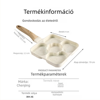 Öt lyukú tojásos serpenyő, 3-in-1 reggeliző serpenyő Maifan-kő bevonattal, tapadásmentes, palacsintához otthonra
