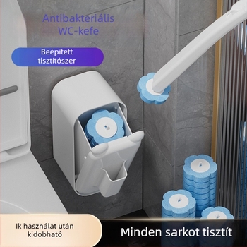 Falra szerelhető, egyszer használatos WC-kefe tisztítófolyadékkal és cserélhető fejjel