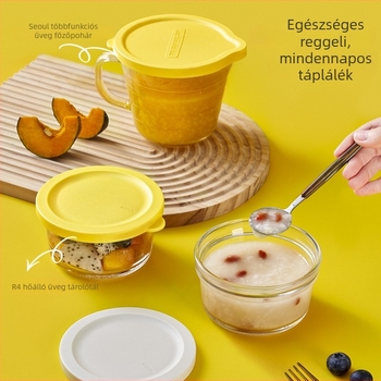 Konyhai üveg ételtál fedővel és fogantyúval, mikrózható, magas hőmérséklet-álló, 301-500 ml kapacitás