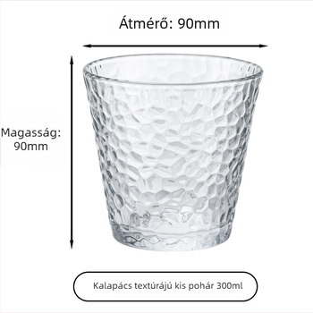 Kalapált üvegpohár, hatszemes készlet, nátrium-kálcium üveg, papírdobozos csomagolás