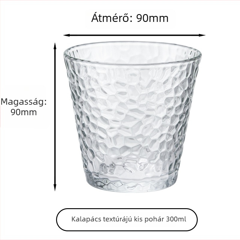 Kalapált üvegpohár, hatszemes készlet, nátrium-kálcium üveg, papírdobozos csomagolás