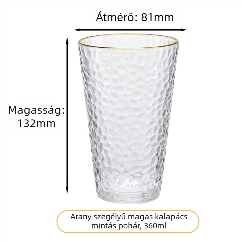 Kalapált üvegpohár, hatszemes készlet, nátrium-kálcium üveg, papírdobozos csomagolás