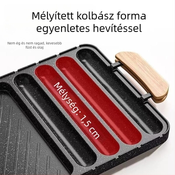Kültéri 2–in–1 BBQ grilllap, vasból készült, négyszögletes, koreai stílusú teppanyaki, hordozható és tapadásmentes