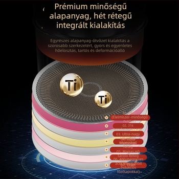 Titániumot tartalmazó rozsdamentes acél grilllemez, kör alakú, öt rétegű bevonat nélküli, sütéshez és grillezéshez