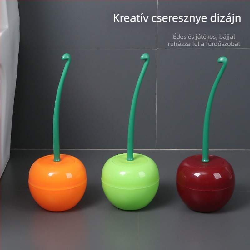 Cseresznyés WC-ecset készlet – 2025, magas minőségű otthoni tisztítóeszköz, nincs holt zug; Anyag: műanyag; Tömeg: 192 g; Származás: Yiwu; Csomagolás: Opp zacskó