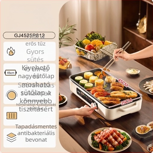 Supor otthoni elektromos grill – mindent egyben, grill serpenyő húsra és halra, beltéri alacsony füst, levehető и könnyen tisztítható