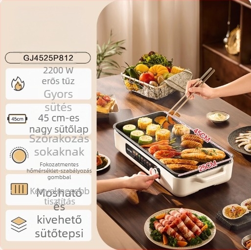 Supor otthoni elektromos grill – mindent egyben, grill serpenyő húsra és halra, beltéri alacsony füst, levehető и könnyen tisztítható