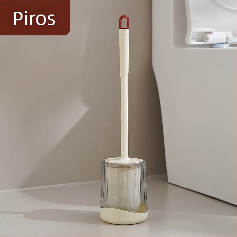 WC tisztító kefe talppal, hosszú nyele, falra szerelhető, puha sörtékkel, műanyag kivitelezés (súly 350 g)