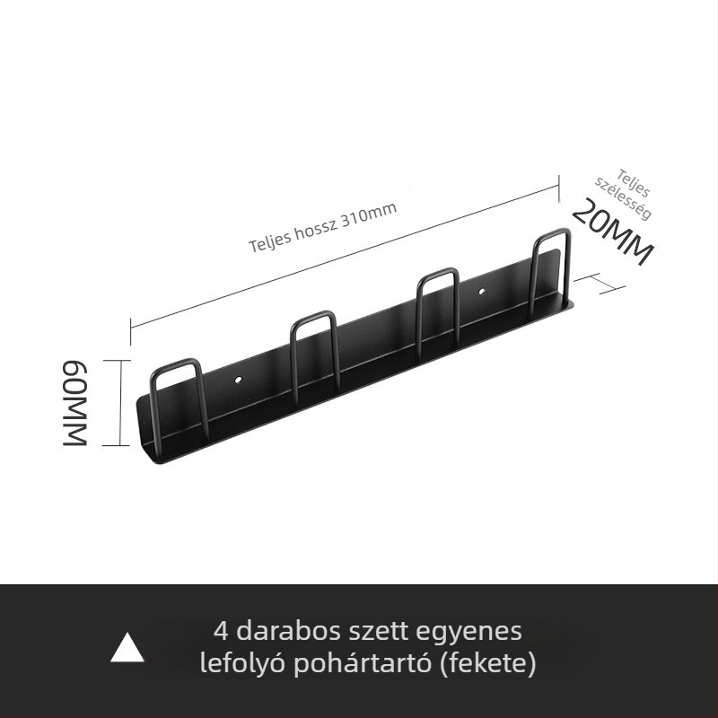 Fali pohártartó lyukasztás nélkül, lecsöpögtető pohártartó szénacélból (210 g)