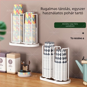 Papír pohár tartó, vasdrót, falra szerelhető, 1 kg, Modern minimalista stílus