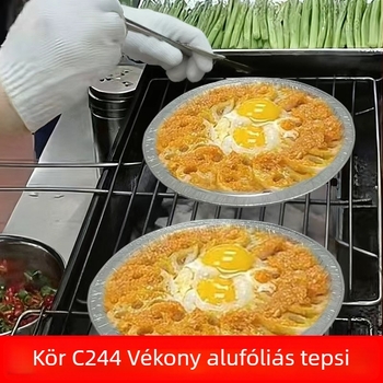 Egyszer használatos kerek alumíniumfóliás sütőtál, 0,2 mm vastagságú, kör alakú, kapacitás 925–700, alkalmas sütőhöz, légsütőhöz és gőzölőhöz