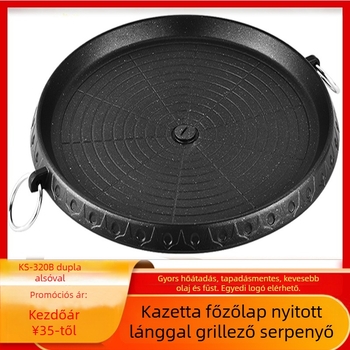 Kör alakú alumínium füstmentes grillserpenyő, hordozható, tapadásmentes
